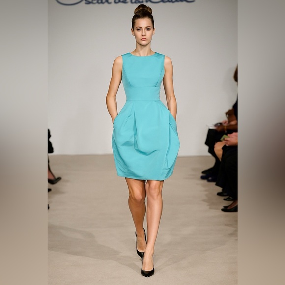 Oscar de la Renta Dresses & Skirts - Oscar de la Renta silk taffeta Turquoise Midi Dress
